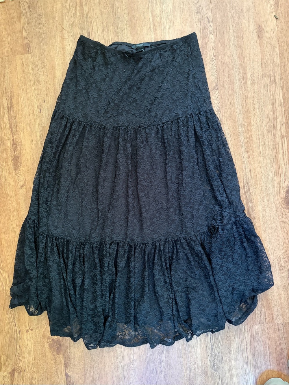 Forever 21 Black Lace Tiered Maxi Skirt